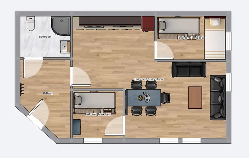 Ines, Grundriss 4-Personen-Appartement Ines, Grundriss 4-Personen-Appartement