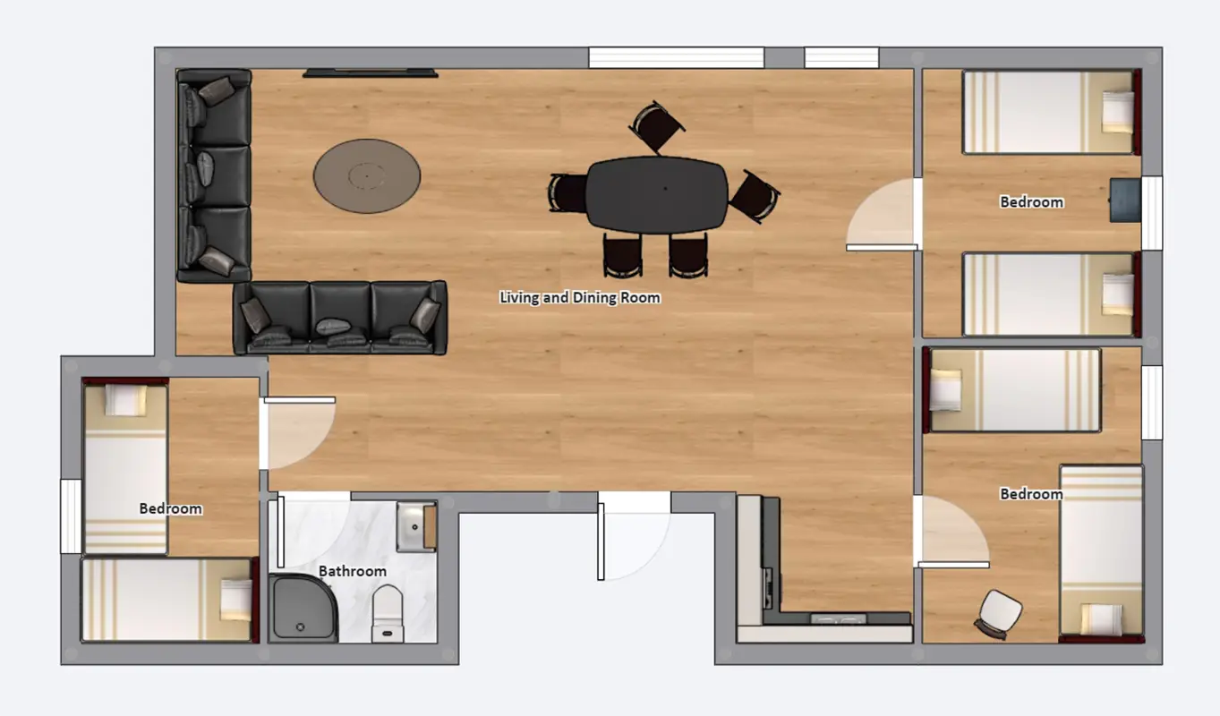 Litrjosta, Grundriss 6-Personen-Appartement Litrjosta, Grundriss 6-Personen-Appartement