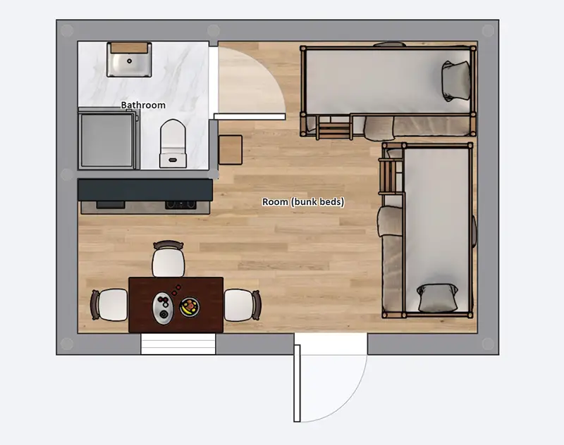 Oteren, Grundriss 2-Personen-Studio Oteren, Grundriss 2-Personen-Studio