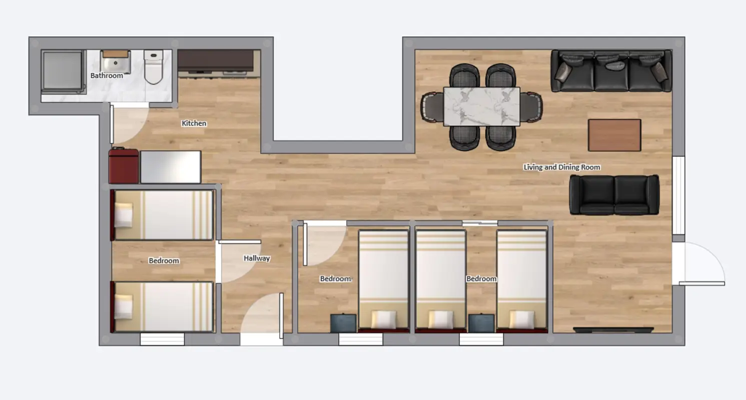 Straumøy, Grundriss 5-Personen-Appartement Straumøy, Grundriss 5-Personen-Appartement